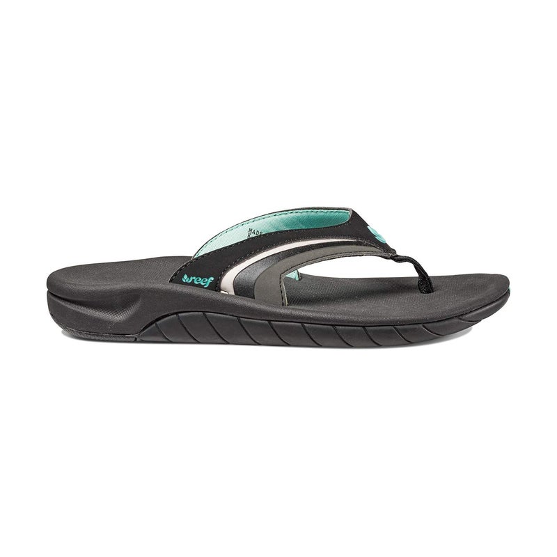 Reef Slap Womens Beach Flip Flop, Arch Support, Durable Outsole, Water Friendly, Black/Black/Aqua, 10 - Image 1
